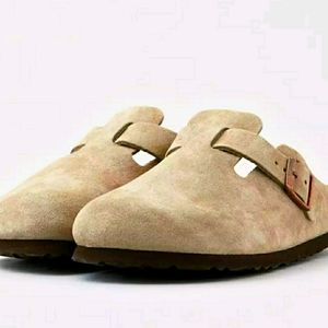 Birkenstock Boston Taupe Womens 39/8.5 Clogs Suede